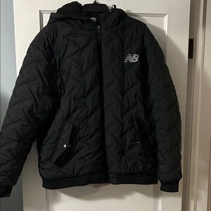 New Balance Black Quilted Hooded Puffer Jacket
